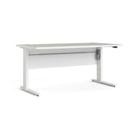 Scrivania Gonu, Scrittoio multiuso, Tavolo per ufficio porta PC, Piano di lavoro, 150x80 h119 cm, Bianco
