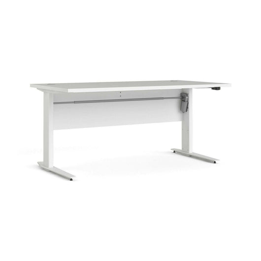 Scrivania Gonu, Scrittoio multiuso, Tavolo per ufficio porta PC, Piano di lavoro, 150x80 h119 cm, Bianco