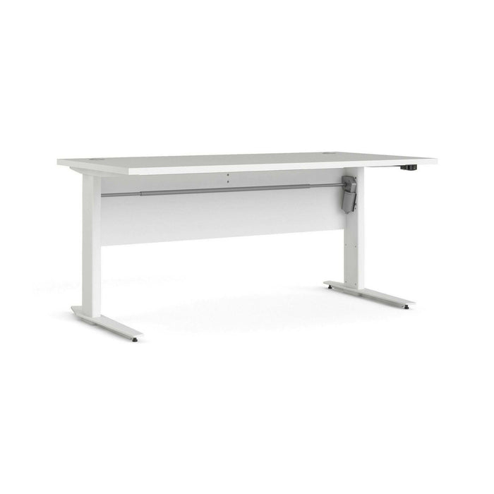 Scrivania Gonu, Scrittoio multiuso, Tavolo per ufficio porta PC, Piano di lavoro, 150x80 h119 cm, Bianco