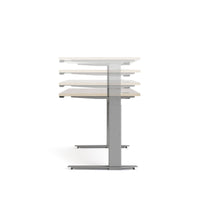 Scrivania Gonu, Scrittoio multiuso, Tavolo per ufficio porta PC, Piano di lavoro, 150x80 h119 cm, Grigio e Quercia