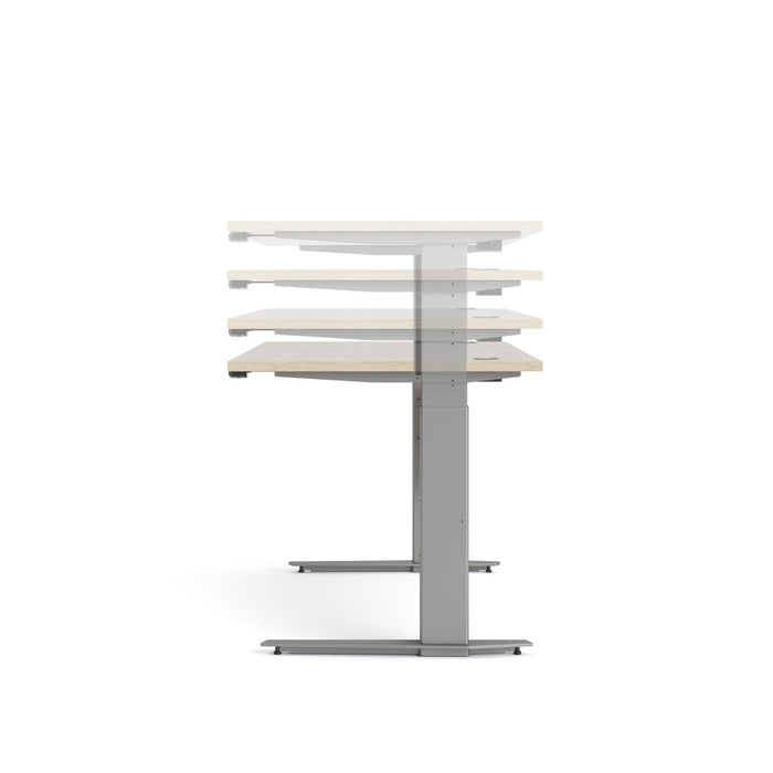 Scrivania Gonu, Scrittoio multiuso, Tavolo per ufficio porta PC, Piano di lavoro, 150x80 h119 cm, Grigio e Quercia