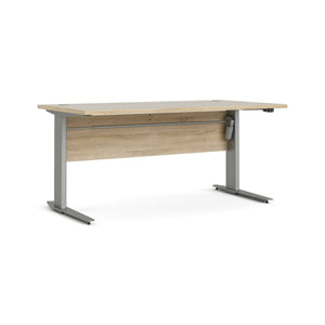Scrivania Gonu, Scrittoio multiuso, Tavolo per ufficio porta PC, Piano di lavoro, 150x80 h119 cm, Grigio e Quercia