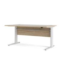 Scrivania Gonu, Scrittoio multiuso, Tavolo per ufficio porta PC, Piano di lavoro, 150x80 h119 cm, Quercia e Bianco