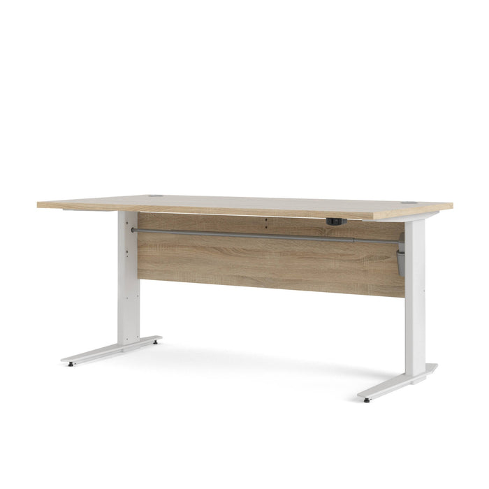 Scrivania Gonu, Scrittoio multiuso, Tavolo per ufficio porta PC, Piano di lavoro, 150x80 h119 cm, Quercia e Bianco