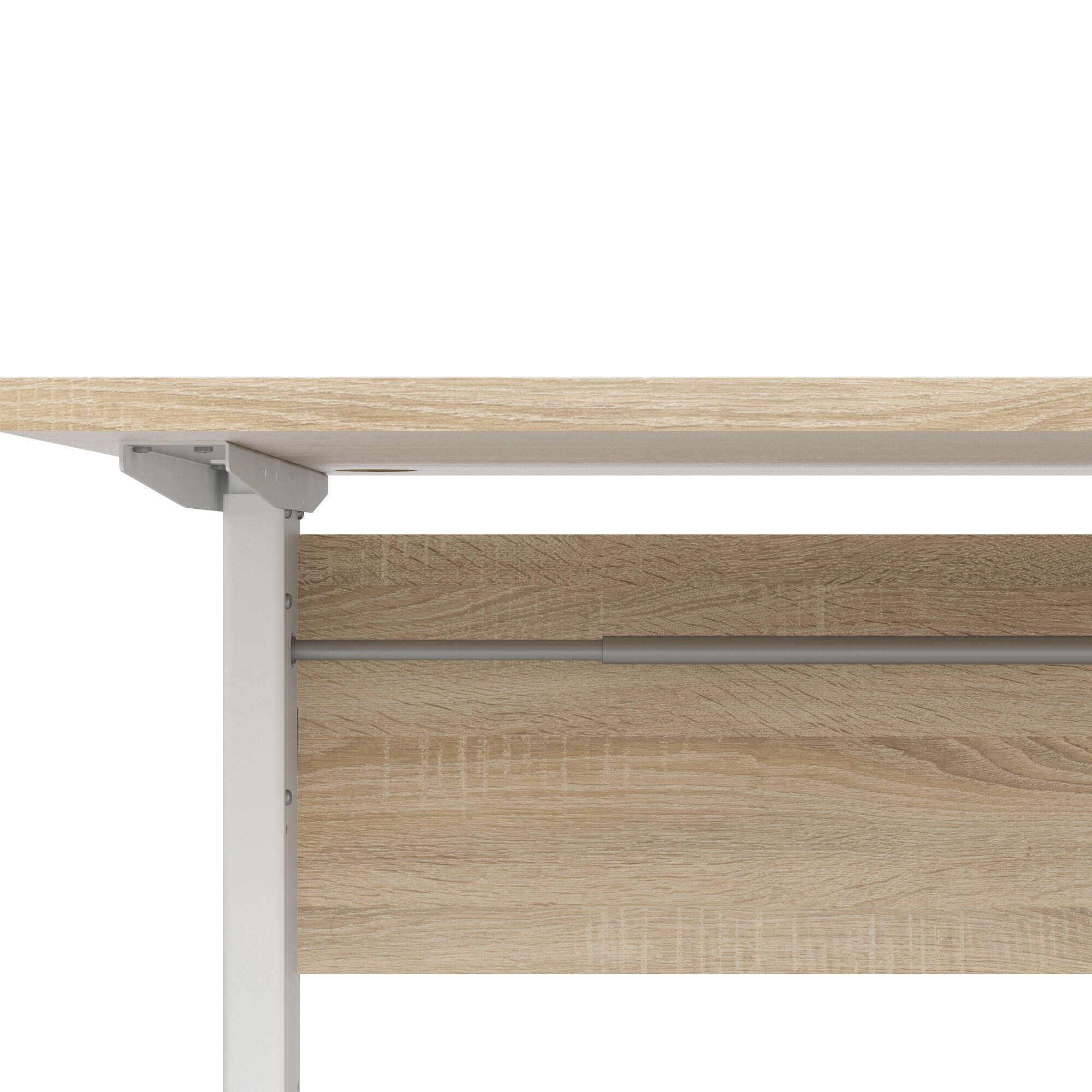 Scrivania Gonu, Scrittoio multiuso, Tavolo per ufficio porta PC, Piano di lavoro, 150x80 h119 cm, Quercia e Bianco