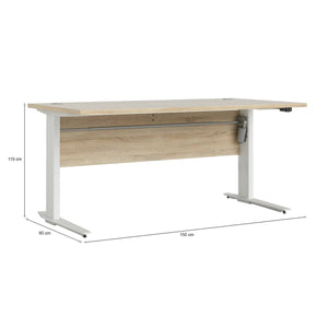 Scrivania Gonu, Scrittoio multiuso, Tavolo per ufficio porta PC, Piano di lavoro, 150x80 h119 cm, Quercia e Bianco