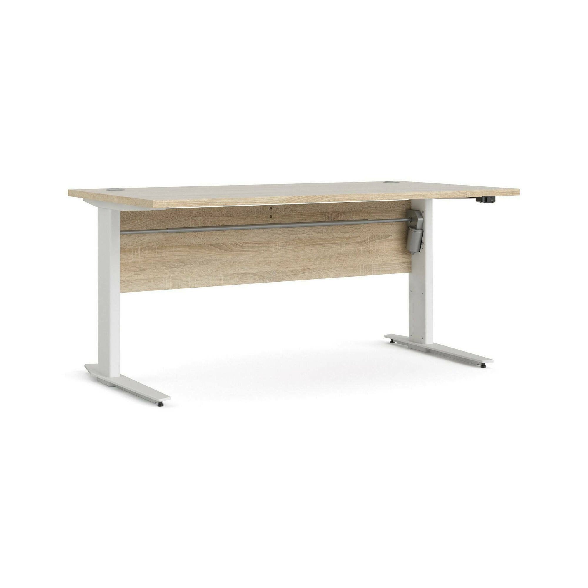 Scrivania Gonu, Scrittoio multiuso, Tavolo per ufficio porta PC, Piano di lavoro, 150x80 h119 cm, Quercia e Bianco