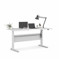 Scrivania Agretto, Scrittoio multiuso, Tavolo per ufficio porta PC, Piano di lavoro, 180x90 h119 cm, Bianco