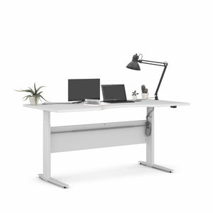Scrivania Agretto, Scrittoio multiuso, Tavolo per ufficio porta PC, Piano di lavoro, 180x90 h119 cm, Bianco