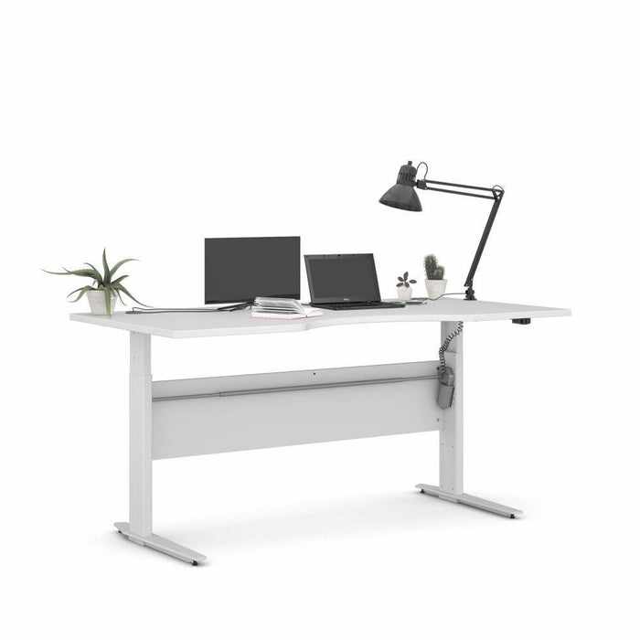 Scrivania Agretto, Scrittoio multiuso, Tavolo per ufficio porta PC, Piano di lavoro, 180x90 h119 cm, Bianco