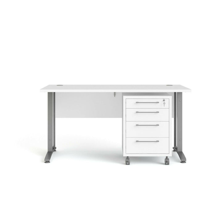 Scrivania Azzaro, Scrittoio multiuso, Tavolo per ufficio porta PC, Piano di lavoro, 150x80 h75 cm, Bianco e Grigio