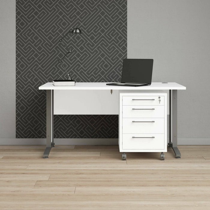 Scrivania Azzaro, Scrittoio multiuso, Tavolo per ufficio porta PC, Piano di lavoro, 150x80 h75 cm, Bianco e Grigio