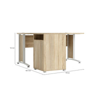 Scrivania Alfango, Scrittoio multiuso, Tavolo per ufficio porta PC, Piano di lavoro, 159x151 h75 cm, Quercia e Bianco