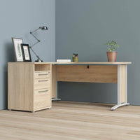 Scrivania Alfango, Scrittoio multiuso, Tavolo per ufficio porta PC, Piano di lavoro, 159x151 h75 cm, Quercia e Bianco