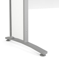 Scrivania Ascorbato, Scrittoio multiuso, Tavolo per ufficio porta PC, Piano di lavoro, 150x80 h75 cm, Bianco e Grigio