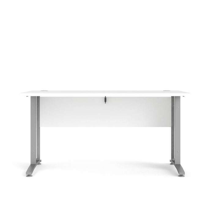 Scrivania Ascorbato, Scrittoio multiuso, Tavolo per ufficio porta PC, Piano di lavoro, 150x80 h75 cm, Bianco e Grigio