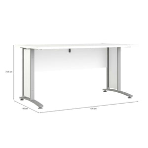 Scrivania Ascorbato, Scrittoio multiuso, Tavolo per ufficio porta PC, Piano di lavoro, 150x80 h75 cm, Bianco e Grigio