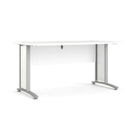 Scrivania Ascorbato, Scrittoio multiuso, Tavolo per ufficio porta PC, Piano di lavoro, 150x80 h75 cm, Bianco e Grigio