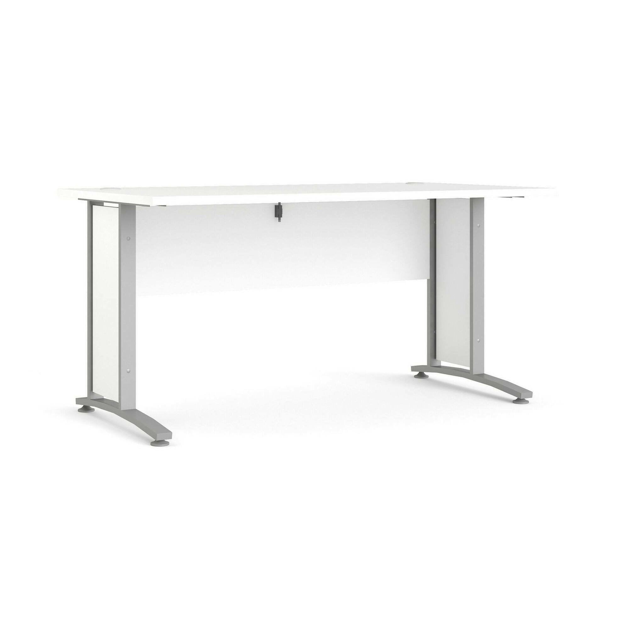 Scrivania Ascorbato, Scrittoio multiuso, Tavolo per ufficio porta PC, Piano di lavoro, 150x80 h75 cm, Bianco e Grigio