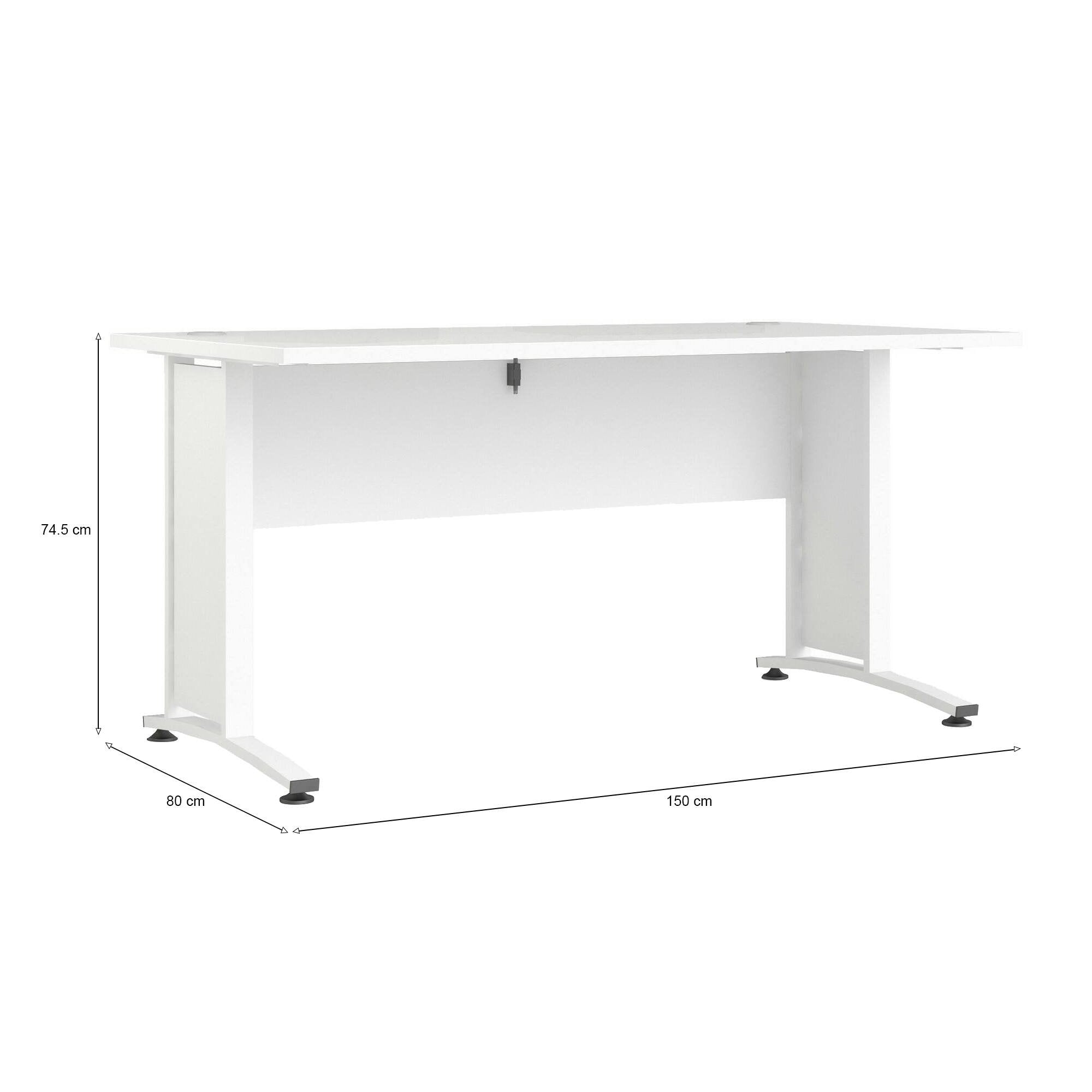Scrivania Ascorbato, Scrittoio multiuso, Tavolo per ufficio porta PC, Piano di lavoro, 150x80 h75 cm, Bianco