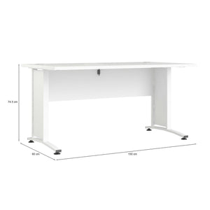 Scrivania Ascorbato, Scrittoio multiuso, Tavolo per ufficio porta PC, Piano di lavoro, 150x80 h75 cm, Bianco