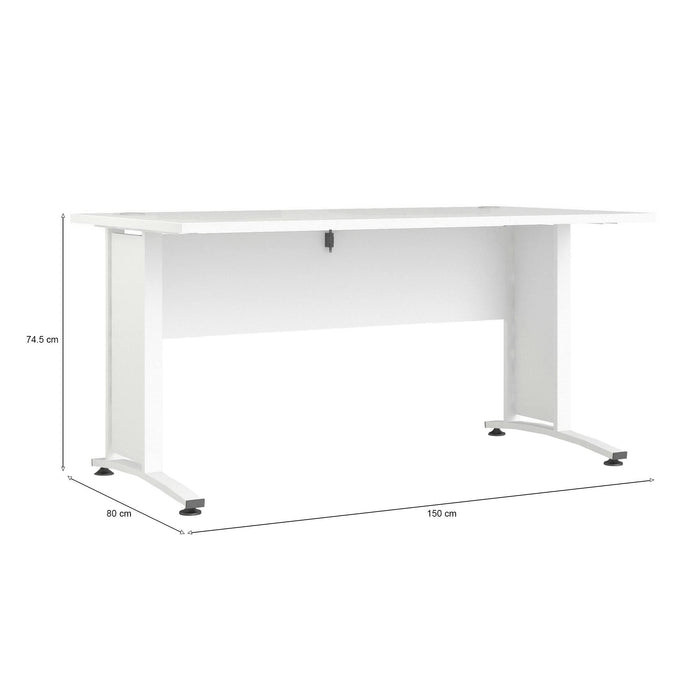 Scrivania Ascorbato, Scrittoio multiuso, Tavolo per ufficio porta PC, Piano di lavoro, 150x80 h75 cm, Bianco