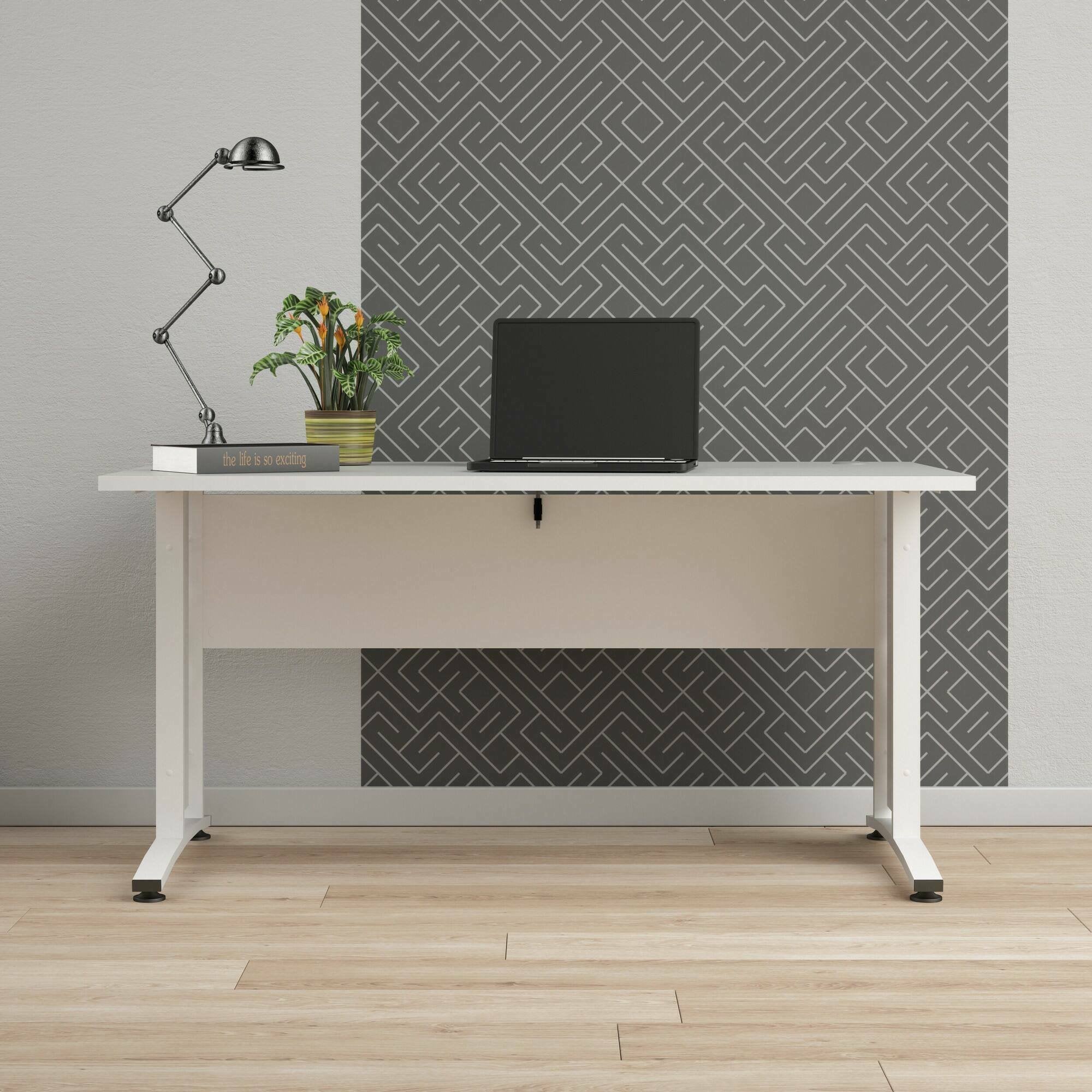 Scrivania Ascorbato, Scrittoio multiuso, Tavolo per ufficio porta PC, Piano di lavoro, 150x80 h75 cm, Bianco