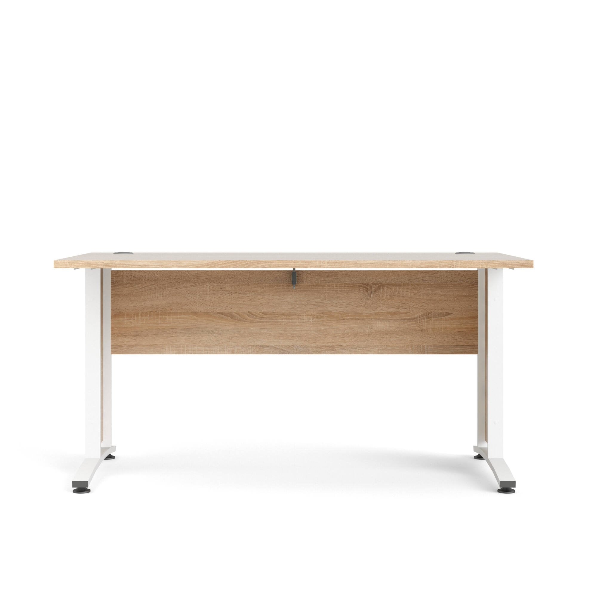 Scrivania Ascorbato, Scrittoio multiuso, Tavolo per ufficio porta PC, Piano di lavoro, 150x80 h75 cm, Quercia e Bianco