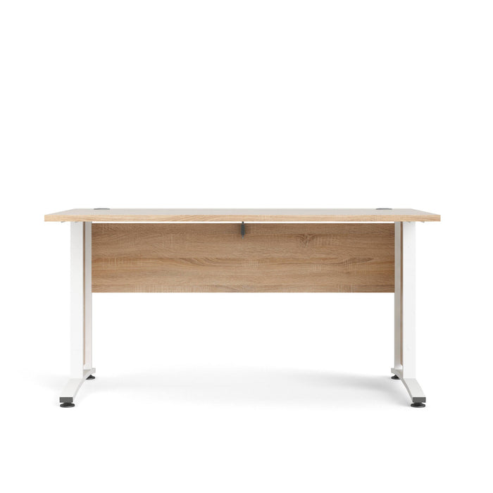 Scrivania Ascorbato, Scrittoio multiuso, Tavolo per ufficio porta PC, Piano di lavoro, 150x80 h75 cm, Quercia e Bianco