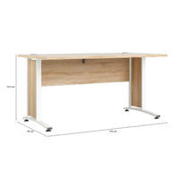 Scrivania Ascorbato, Scrittoio multiuso, Tavolo per ufficio porta PC, Piano di lavoro, 150x80 h75 cm, Quercia e Bianco