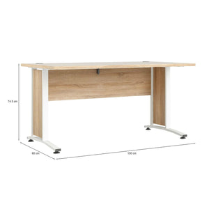 Scrivania Ascorbato, Scrittoio multiuso, Tavolo per ufficio porta PC, Piano di lavoro, 150x80 h75 cm, Quercia e Bianco