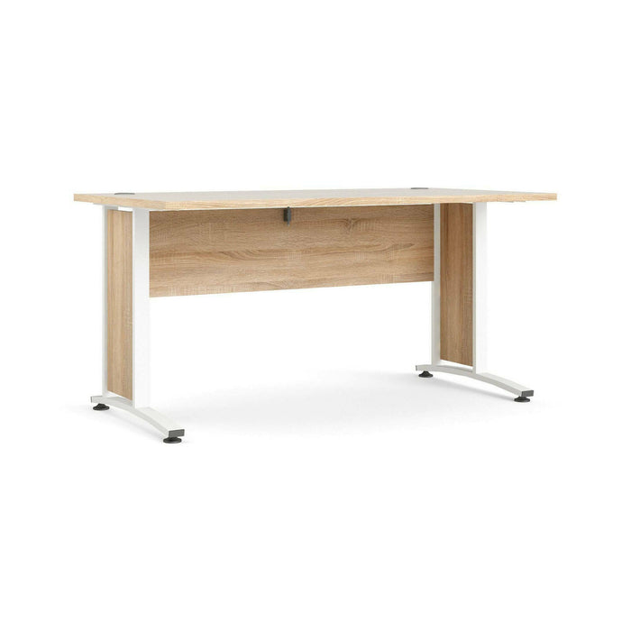Scrivania Ascorbato, Scrittoio multiuso, Tavolo per ufficio porta PC, Piano di lavoro, 150x80 h75 cm, Quercia e Bianco