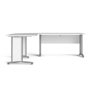 Scrivania Tanya, Scrittoio multiuso, Tavolo per ufficio porta PC, Piano di lavoro, 230x200 h75 cm, Bianco e Grigio