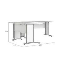 Scrivania Tanya, Scrittoio multiuso, Tavolo per ufficio porta PC, Piano di lavoro, 230x200 h75 cm, Bianco e Grigio