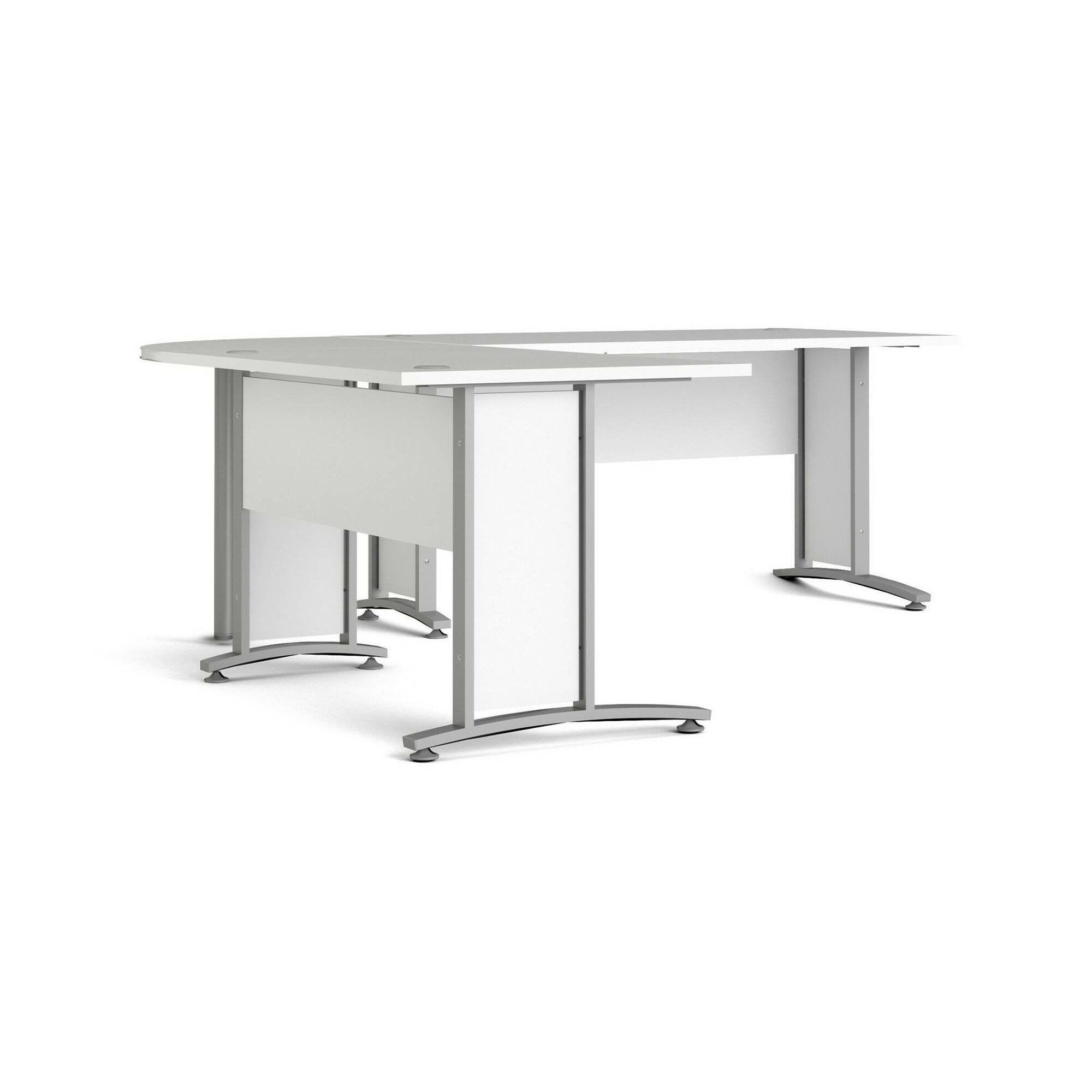 Scrivania Tanya, Scrittoio multiuso, Tavolo per ufficio porta PC, Piano di lavoro, 230x200 h75 cm, Bianco e Grigio