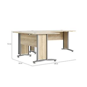 Scrivania Tanya, Scrittoio multiuso, Tavolo per ufficio porta PC, Piano di lavoro, 230x200 h75 cm, Grigio e Quercia