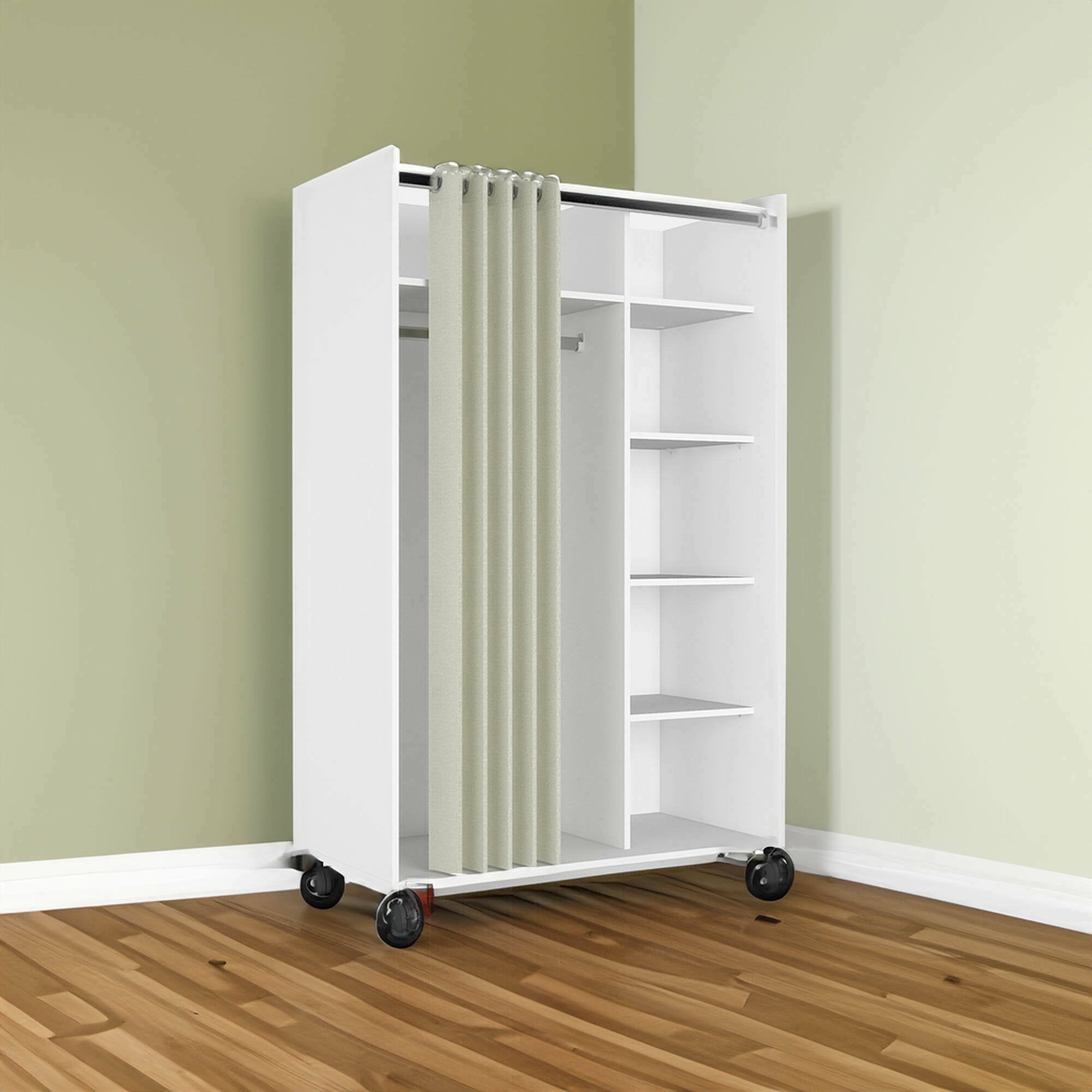 Guardaroba grande Alfango, Mobile camera da letto, Cabina armadio portabiti, Armadio appendiabiti, 100x48 h160 cm, Bianco