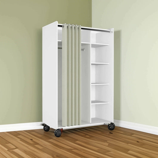 Guardaroba grande Alfango, Mobile camera da letto, Cabina armadio portabiti, Armadio appendiabiti, 100x48 h160 cm, Bianco