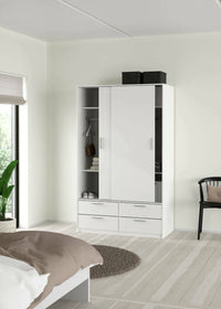 Guardaroba 2 ante Frediana, Mobile camera da letto, Cabina armadio portabiti, Armadio appendiabiti, 121x60 h200 cm, Bianco