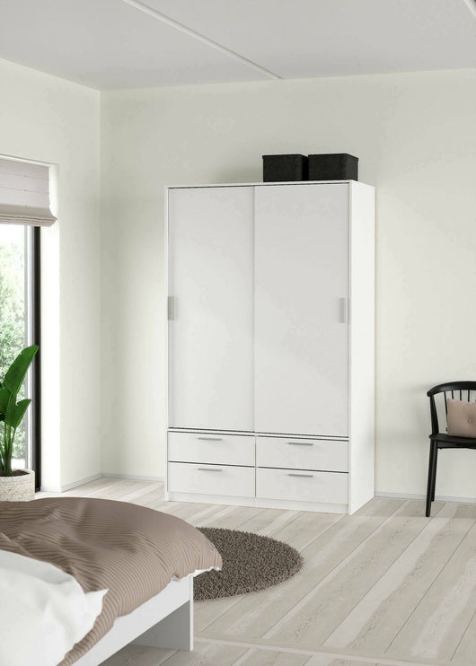 Guardaroba 2 ante Frediana, Mobile camera da letto, Cabina armadio portabiti, Armadio appendiabiti, 121x60 h200 cm, Bianco