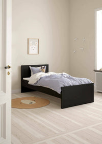 Letto singolo Assar, Sommier per camera da letto, Giroletto per stanza, Struttura porta materasso, 197x96 h80 cm, Nero
