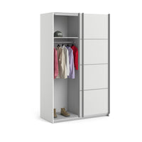 Guardaroba 2 ante NancyWake, Mobile camera da letto, Cabina armadio portabiti, Armadio appendiabiti, 122x64 h202 cm, Bianco