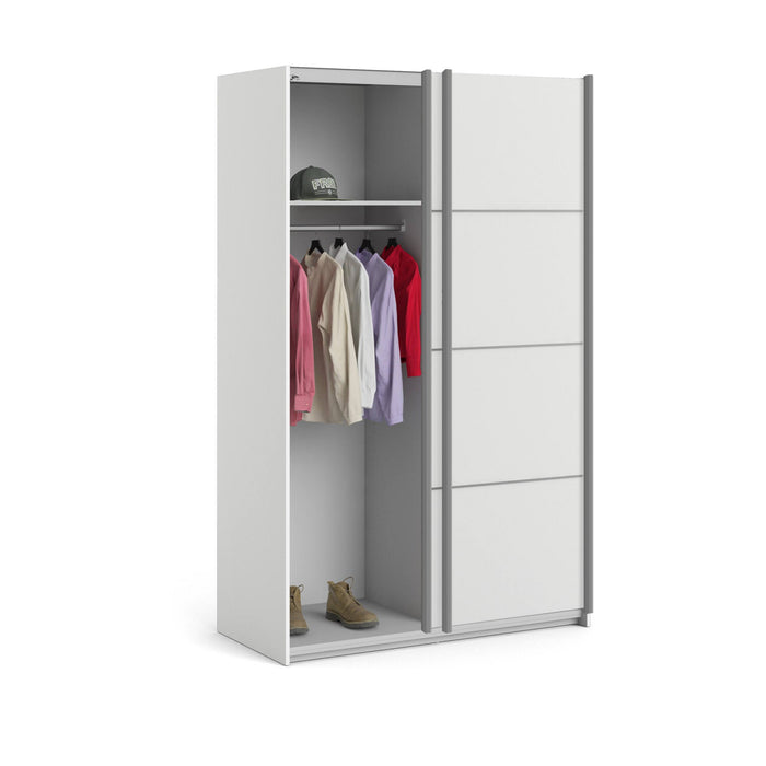 Guardaroba 2 ante NancyWake, Mobile camera da letto, Cabina armadio portabiti, Armadio appendiabiti, 122x64 h202 cm, Bianco