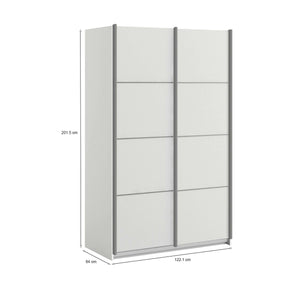 Guardaroba 2 ante NancyWake, Mobile camera da letto, Cabina armadio portabiti, Armadio appendiabiti, 122x64 h202 cm, Bianco