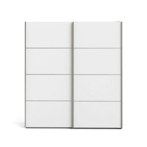 Guardaroba 2 ante Attilio, Mobile camera da letto, Cabina armadio portabiti, Armadio appendiabiti, 182x64 h202 cm, Bianco