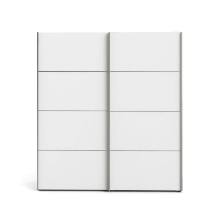 Guardaroba 2 ante Attilio, Mobile camera da letto, Cabina armadio portabiti, Armadio appendiabiti, 182x64 h202 cm, Bianco