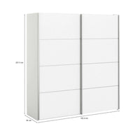 Guardaroba 2 ante Attilio, Mobile camera da letto, Cabina armadio portabiti, Armadio appendiabiti, 182x64 h202 cm, Bianco