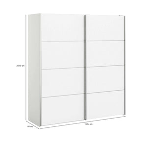 Guardaroba 2 ante Attilio, Mobile camera da letto, Cabina armadio portabiti, Armadio appendiabiti, 182x64 h202 cm, Bianco