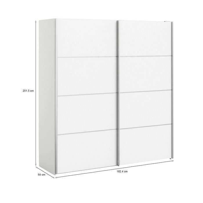 Guardaroba 2 ante Attilio, Mobile camera da letto, Cabina armadio portabiti, Armadio appendiabiti, 182x64 h202 cm, Bianco