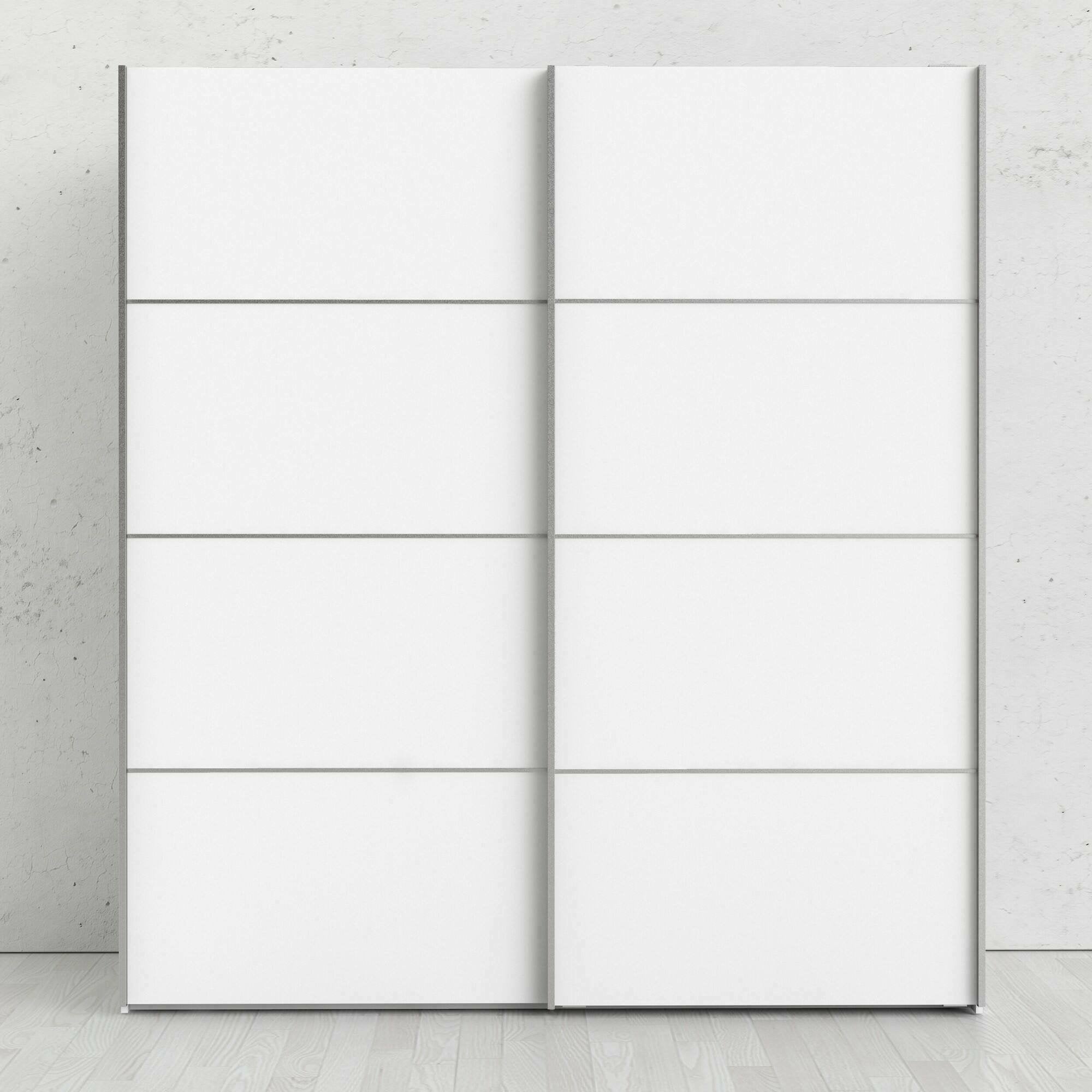 Guardaroba 2 ante Attilio, Mobile camera da letto, Cabina armadio portabiti, Armadio appendiabiti, 182x64 h202 cm, Bianco